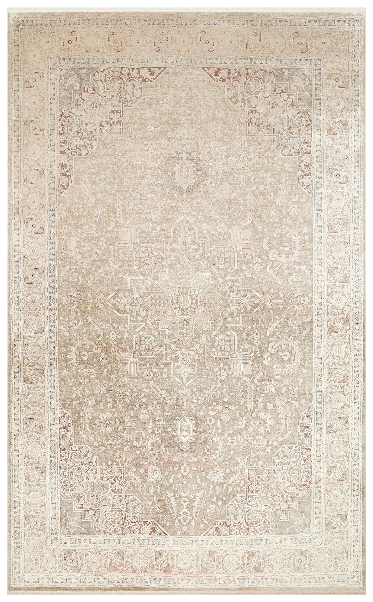 1 BABIL BBL 02 BEIGE Yumuşak Dokulu Vintage Esintilere Sahip Over-dyed Sık Dokuma Salon Halısı - Görsel 1