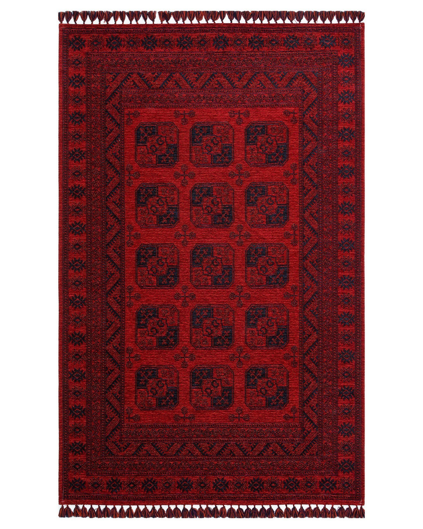 buhari-bhr-01-red-antibakteriyel-afgan-f-f780 BUHARI BHR 01 RED Afgan / Yağcıbedir Desenli Hav Toz Vermez Yıkanabilir Kaymaz İnce Dokuma Halı - Görsel 1