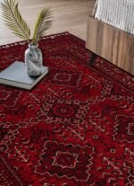 BUHARI BHR 05 RED Afgan / Yağcıbedir Desenli Hav Toz Vermez Yıkanabilir Kaymaz İnce Dokuma Halı - Görsel 2