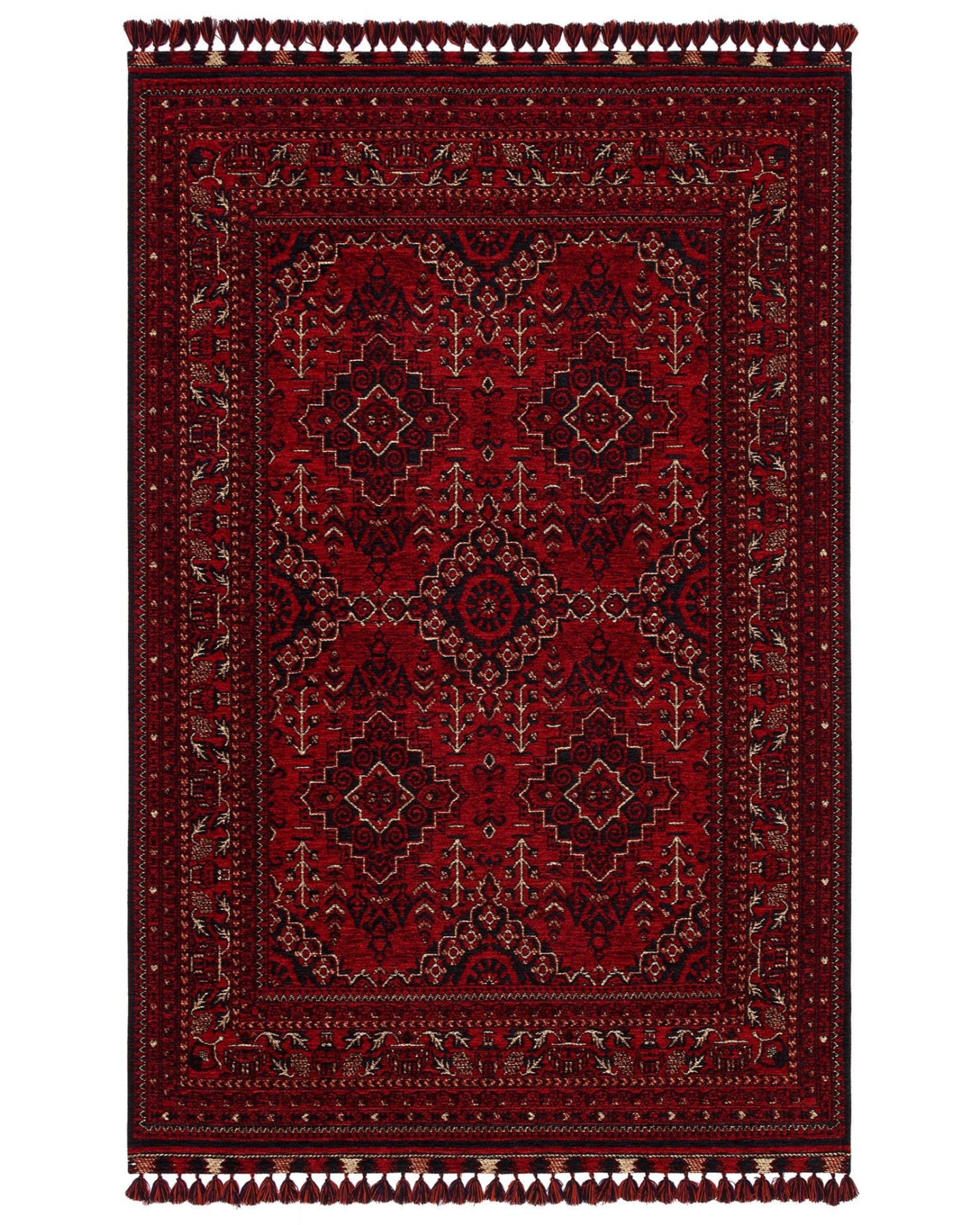 buhari-bhr-05-red-antibakteriyel-afgan-a379-2 BUHARI BHR 05 RED Afgan / Yağcıbedir Desenli Hav Toz Vermez Yıkanabilir Kaymaz İnce Dokuma Halı - Görsel 1