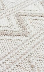 MOTTO MOT 03 WHITE BEIGE Yumuşak Tuşeli Örgü Dokuma Modern Makine Halısı - Görsel 2