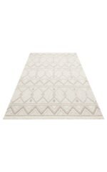 MOTTO MOT 03 WHITE BEIGE Yumuşak Tuşeli Örgü Dokuma Modern Makine Halısı - Görsel 5