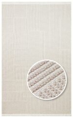 MOTTO MOT 12 BEIGE WHITE Yumuşak Tuşeli Örgü Dokuma Modern Makine Halısı