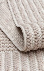 MOTTO MOT 12 BEIGE WHITE Yumuşak Tuşeli Örgü Dokuma Modern Makine Halısı - Görsel 4