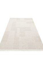 MOTTO MOT 12 BEIGE WHITE Yumuşak Tuşeli Örgü Dokuma Modern Makine Halısı - Görsel 7