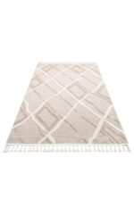 TERAZZO TRZ 03 BEIGE WHITE Hav Toz Vermez Yumuşak Dokulu Etnik Örgü Desenlere Sahip Modern İskindinav Halı - Görsel 3