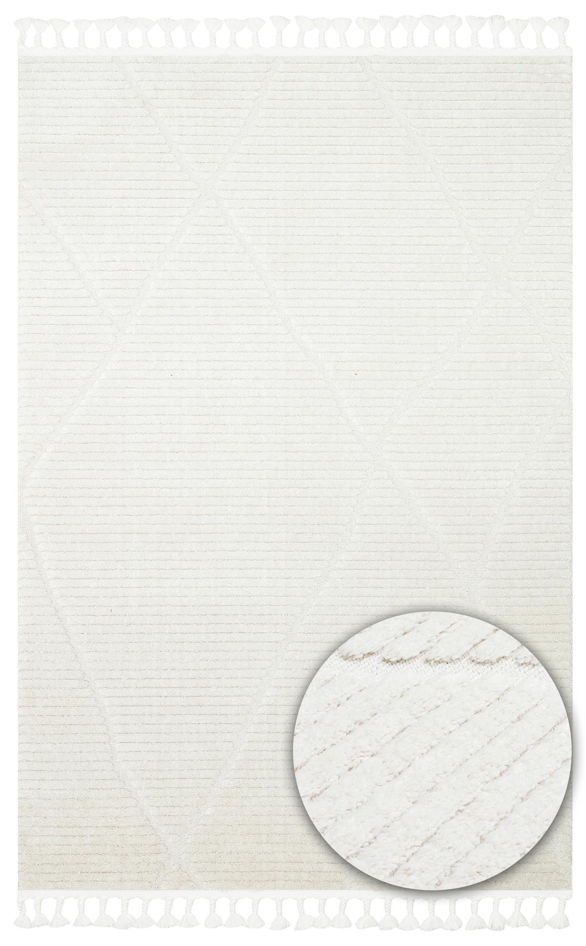 terazzo-trz-07-white-hav-toz-vermez-yu-68d-83 TERAZZO TRZ 07 WHITE Hav Toz Vermez Yumuşak Dokulu Etnik Örgü Desenlere Sahip Modern İskindinav Halı - Görsel 1