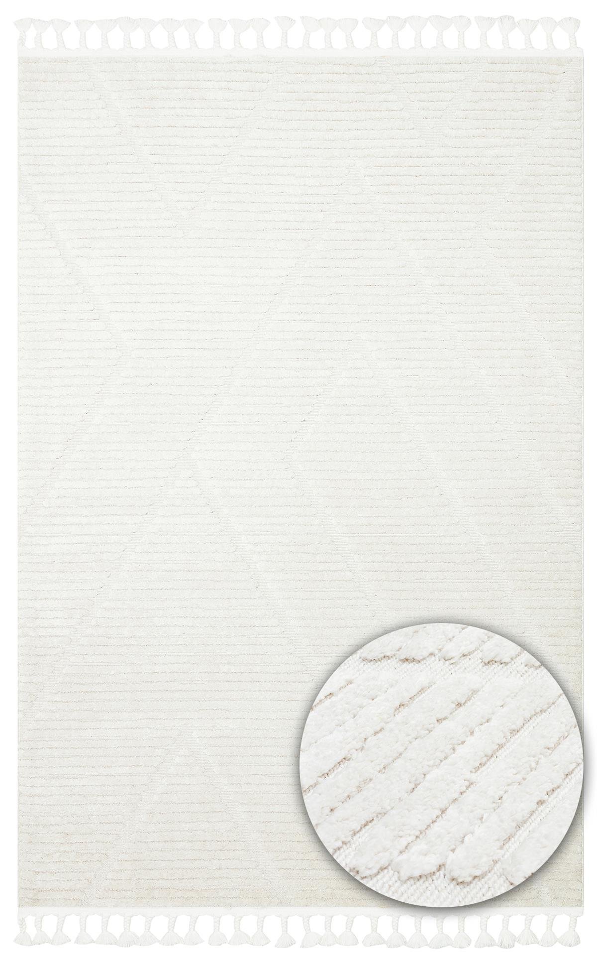 terazzo-trz-08-white-hav-toz-vermez-yu--8475- TERAZZO TRZ 08 WHITE Hav Toz Vermez Yumuşak Dokulu Etnik Örgü Desenlere Sahip Modern İskindinav Halı - Görsel 1